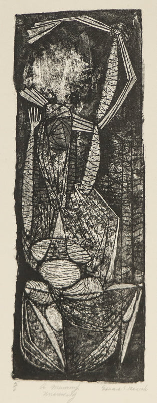 Edward Marecak (1919-1993) artwork for sale. A Mummy Undressing (Black and White Abstract), Print, Denver, Colorado, Art Gallery)