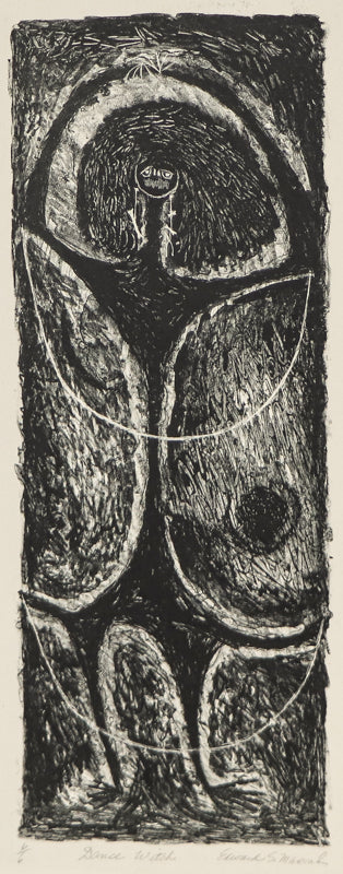 Edward Marecak (1919-1993) artwork for sale. Dance Witch (Black and White Figural Abstract), Print, Denver, Colorado, Art Gallery)