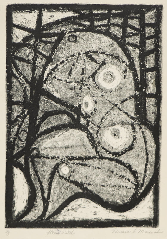 Edward Marecak (1919-1993) artwork for sale. The Stone Witch (Black and White Abstract), Print, Denver, Colorado, Art Gallery)