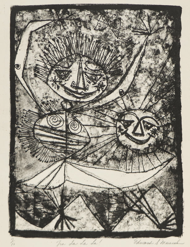 Edward Marecak (1919-1993) artwork for sale. Tre La La La! (Abstract Woman and Sun), Print, Denver, Colorado, Art Gallery)