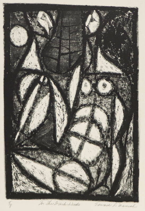 Edward Marecak (1919-1993) artwork for sale. In The Dark Woods (Black and White Abstract), Print, Denver, Colorado, Art Gallery)