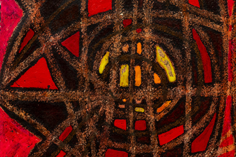 Web of Spells (Abstract in Red, Black, Brown, and Green), Painting, 1980
