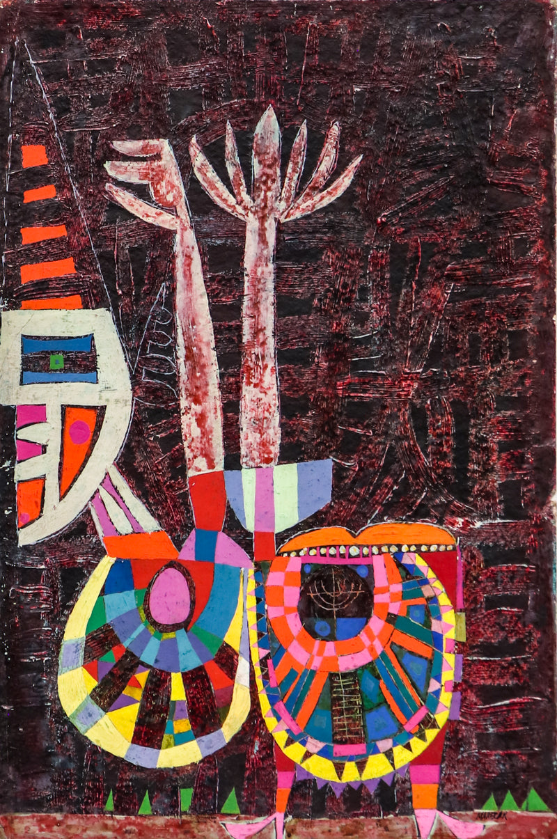 Edward Marecak (1919-1993) artwork for sale. Grand Witch Chanting (Abstract in Red, Black, White, Orange, and Yellow), , 1960, Denver, Colorado, Art Gallery)