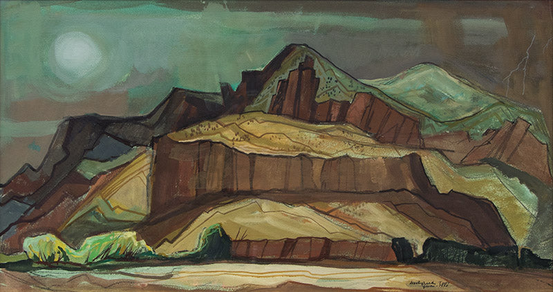 Doel Reed (1894-1985) artwork for sale. Spring Storm (Nighttime Mountain Landscape), Painting, 1980, Denver, Colorado, Art Gallery)