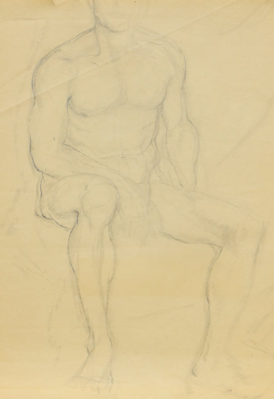 Edward Marecak (1919-1993) artwork for sale. Untitled (Seated Male Figure), Drawing, Denver, Colorado, Art Gallery)