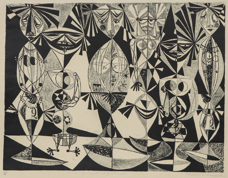 Edward Marecak (1919-1993) artwork for sale. Women of Great Importance (Six Female Figures), Print, Denver, Colorado, Art Gallery)