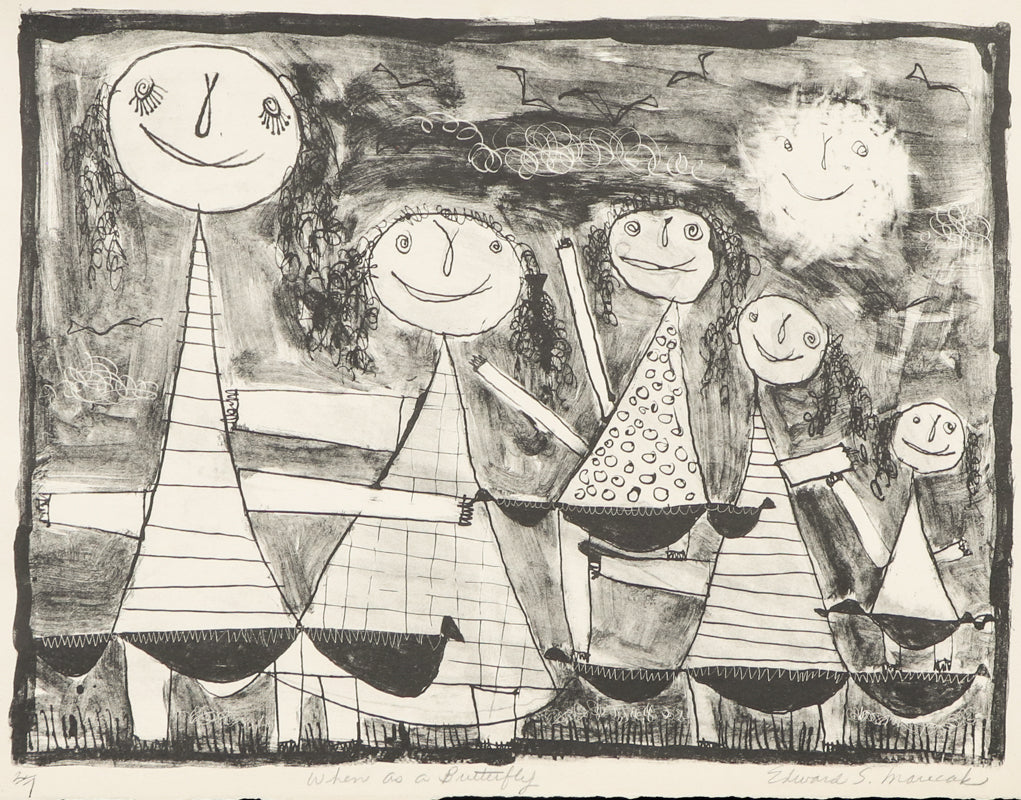 Edward Marecak (1919-1993) artwork for sale. When as a Butterfly (Five Girls), Print, circa 1940-1970, Denver, Colorado, Art Gallery)