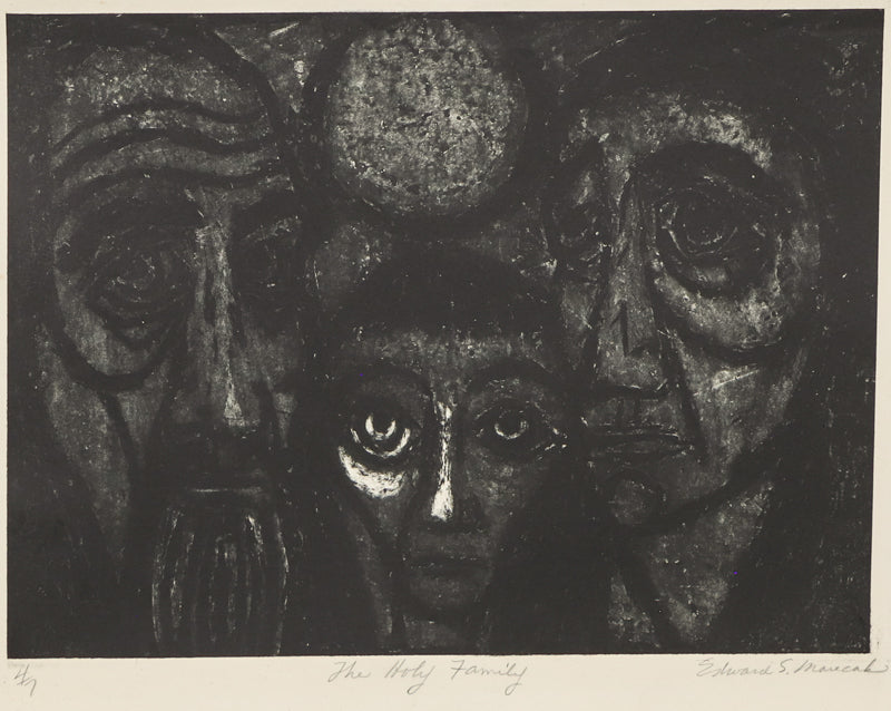 Edward Marecak (1919-1993) artwork for sale. The Holy Family (Three Faces), Print, circa 1940-1970, Denver, Colorado, Art Gallery)