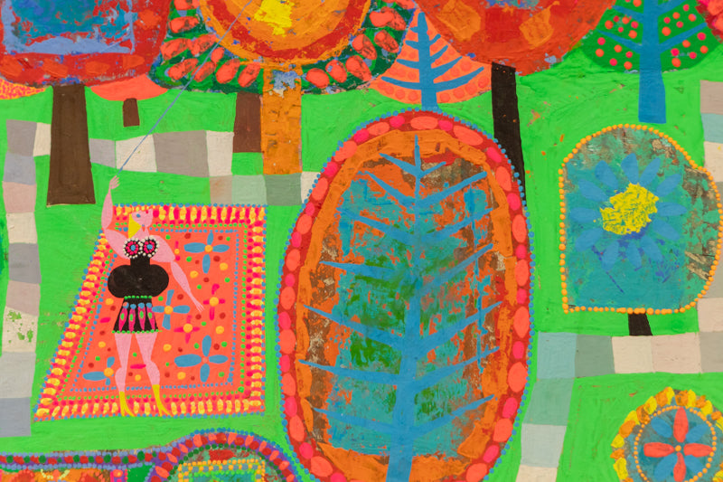 Flying the Kite of Happiness (Woman Flying a Kite), Painting, 1970