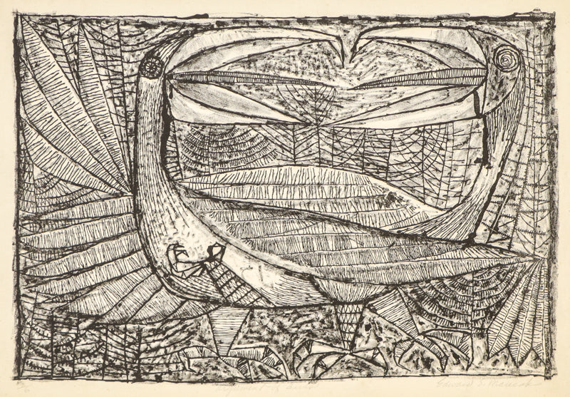 Edward Marecak (1919-1993) artwork for sale. Argument of Birds (Two Birds), Print, Denver, Colorado, Art Gallery)