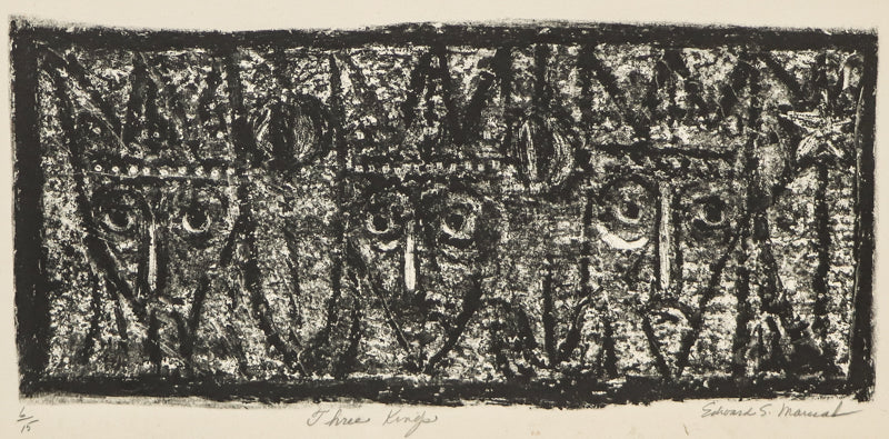 Edward Marecak (1919-1993) artwork for sale. Three Kings (Abstracted Male Busts), Print, Denver, Colorado, Art Gallery)