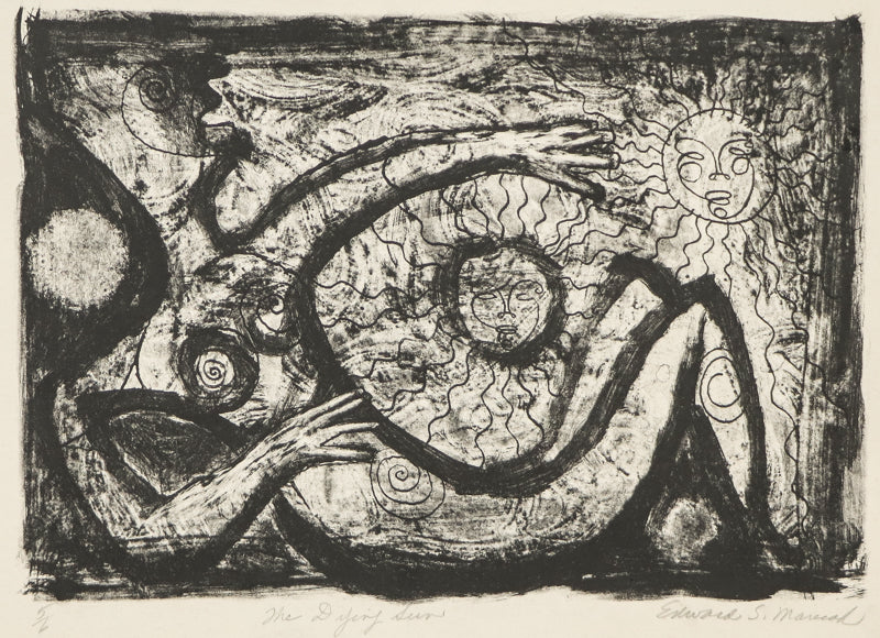 Edward Marecak (1919-1993) artwork for sale. The Dying Sun (Human Figure with Suns), Print, Denver, Colorado, Art Gallery)