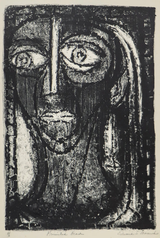 Edward Marecak (1919-1993) artwork for sale. Primitive Head, Print, Denver, Colorado, Art Gallery)