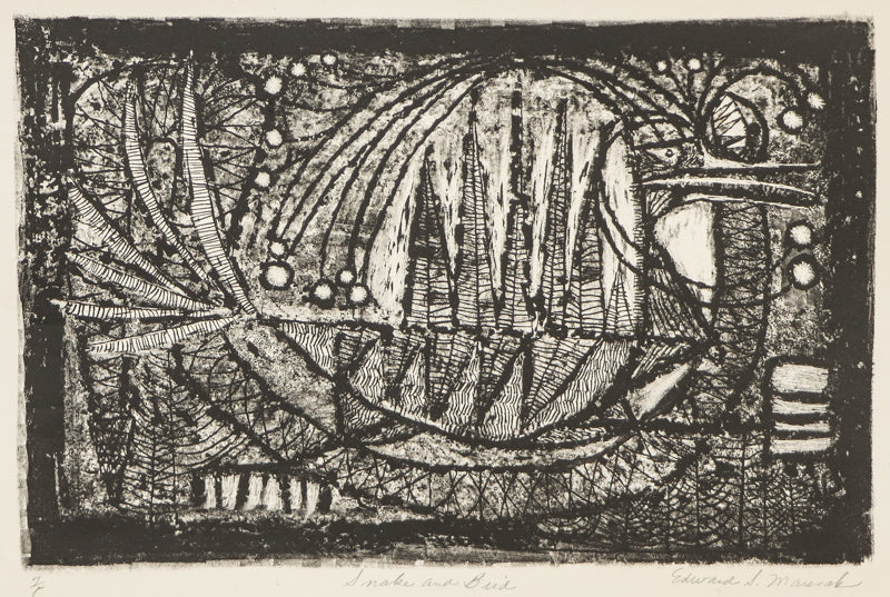 Edward Marecak (1919-1993) artwork for sale. Snake and Bird, Print, Denver, Colorado, Art Gallery)