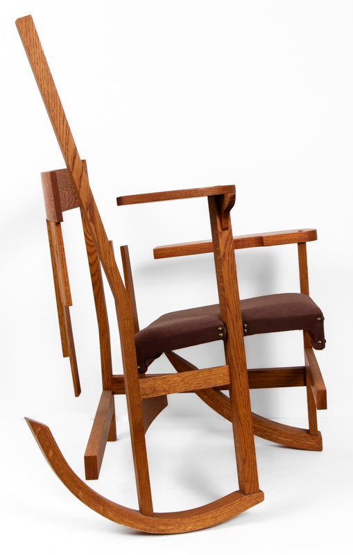 Randomized Mission Oak Rocker, #4, Chair, circa 1990