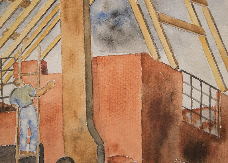 Building Boom (Workers Building a House), Painting, circa 1937