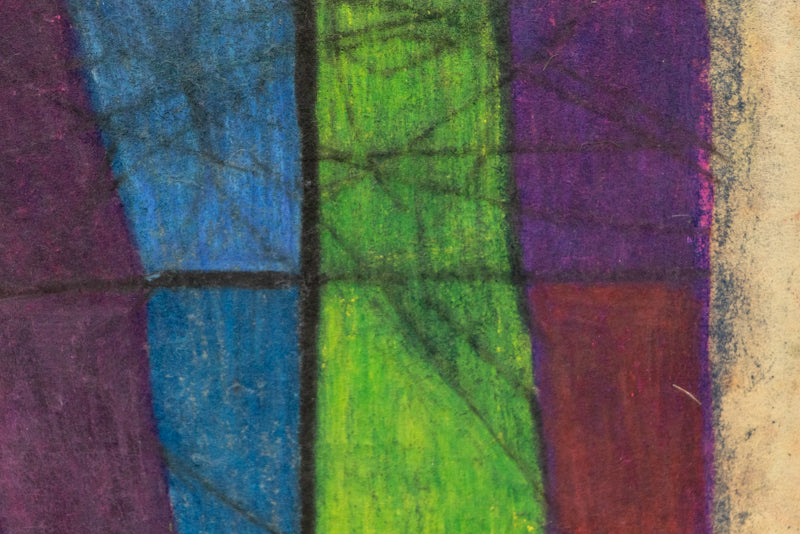 Witches Banner (Abstract in Violet, Orange, Blue, Burgundy, and Green), Painting, 1960