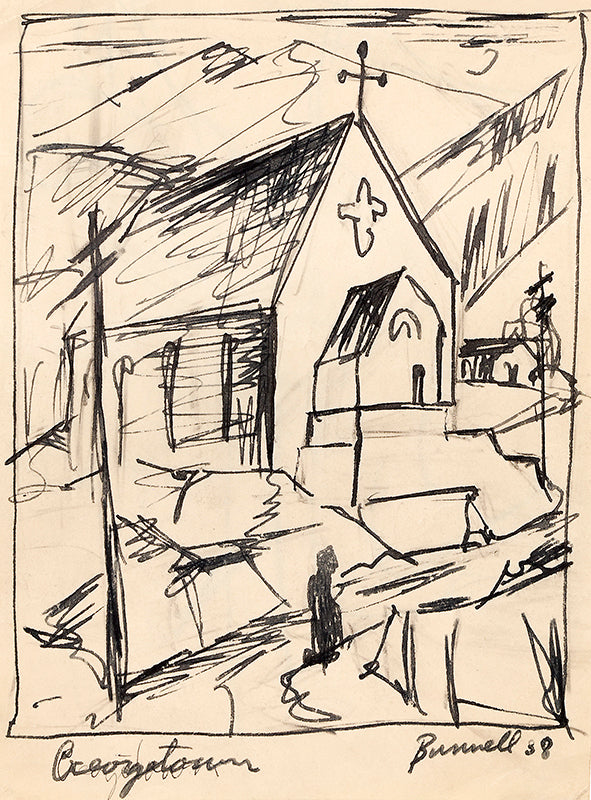 Charles Bunnell (1897-1968) artwork for sale. Georgetown (Church in the Mountains, Colorado), Drawing, 1938, Denver, Colorado, Art Gallery)