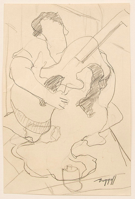 Charles Bunnell (1897-1968) artwork for sale. Untitled (Guitar Player), Drawing, circa 1935, Denver, Colorado, Art Gallery)