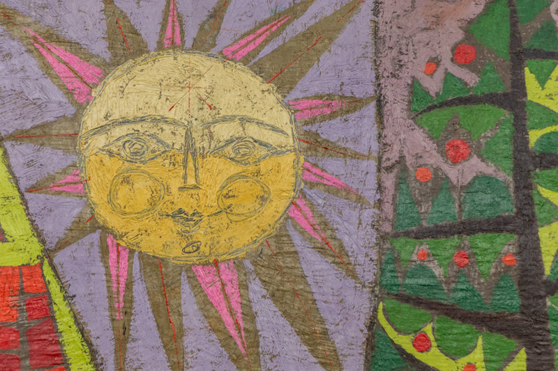 The Phoenix (Abstract with Figures, Trees, and Sun), Painting, 1968