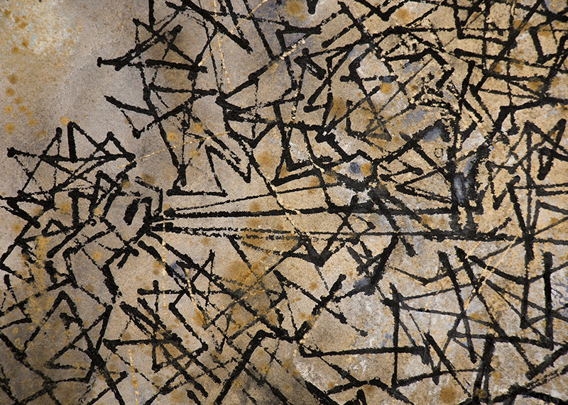 Web (Abstract in Black, Brown, Gray, and Ochre), Painting, circa 1950