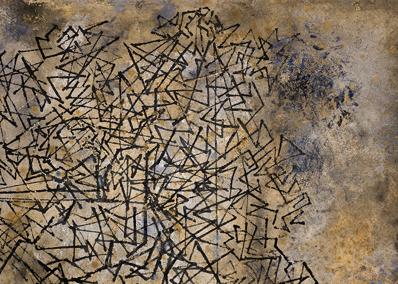Web (Abstract in Black, Brown, Gray, and Ochre), Painting, circa 1950