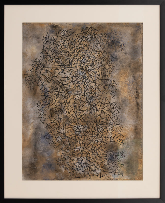 Web (Abstract in Black, Brown, Gray, and Ochre), Painting, circa 1950