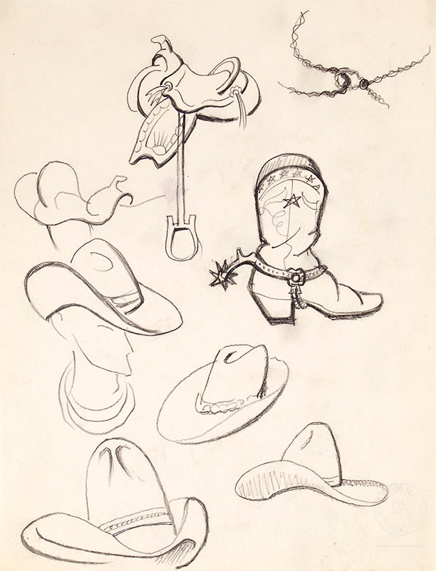 Arnold Ronnebeck (1885-1947) artwork for sale. Saddle, Boot and Hat Sketches, Colorado, Painting, circa 1933, Denver, Colorado, Art Gallery)