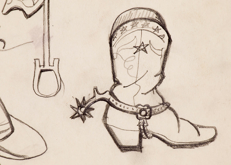 Saddle, Boot and Hat Sketches, Colorado, Painting, circa 1933
