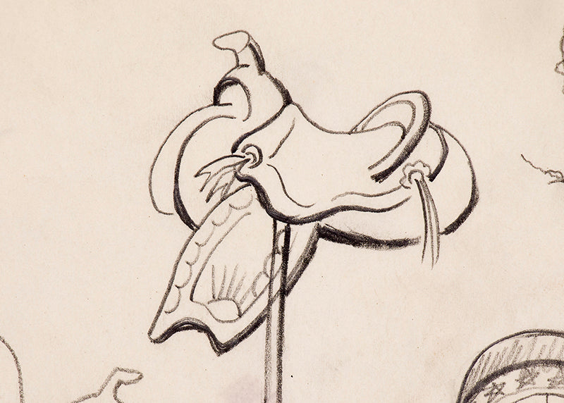 Saddle, Boot and Hat Sketches, Colorado, Painting, circa 1933