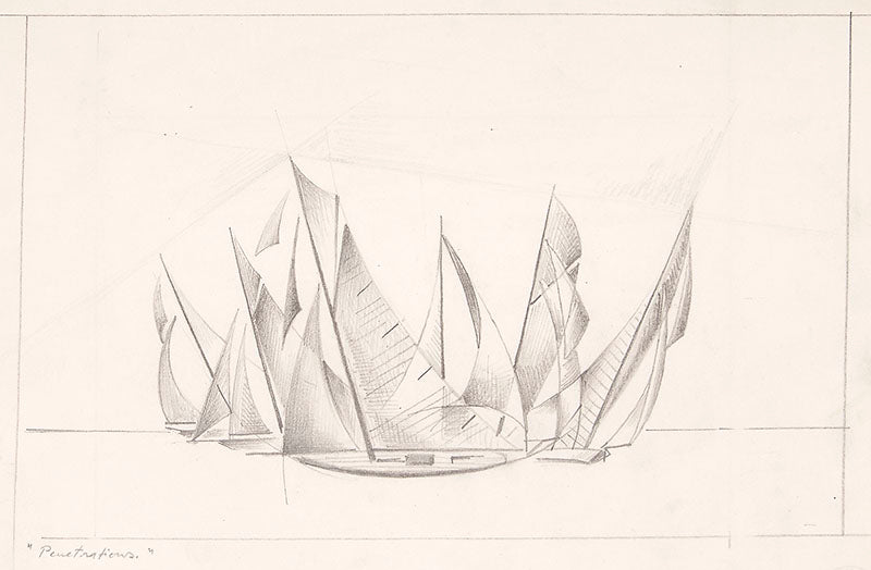 Arnold Ronnebeck (1885-1947) artwork for sale. Penetrations (Sailboats), Drawing, circa 1932-1936, Denver, Colorado, Art Gallery)