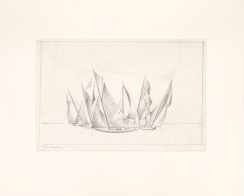 Penetrations (Sailboats), Drawing, circa 1932-1936