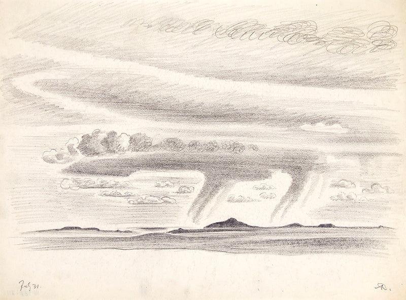 Arnold Ronnebeck (1885-1947) artwork for sale. New Mexico Rain #7 (Storm over Southwestern Plain), Drawing, circa 1925, Denver, Colorado, Art Gallery)