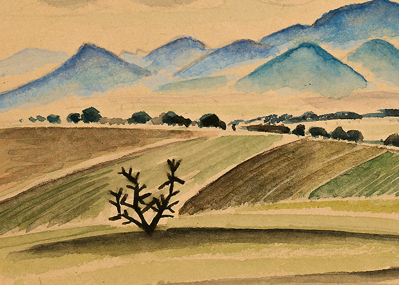 Fields and Mountains, New Mexico, Painting, circa 1927