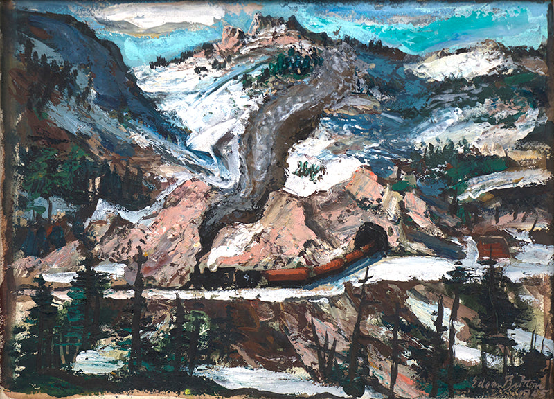 Edgar Britton (1901-1982) artwork for sale. Untitled (Mountain Landscape with Snow), Painting, 1945, Denver, Colorado, Art Gallery)