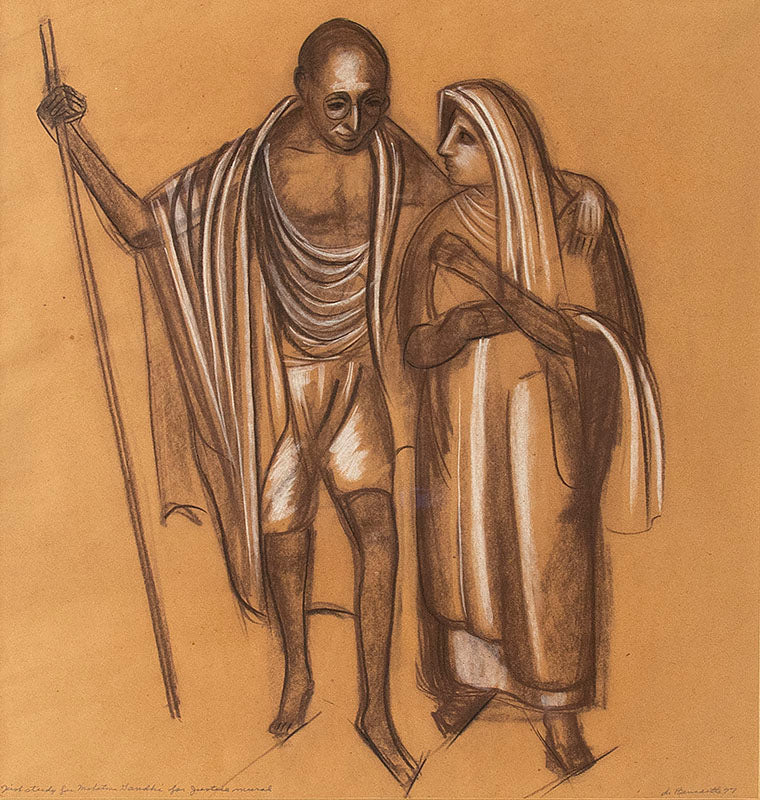 Angelo Di Benedetto (1913-1992) artwork for sale. Mahatma Ghandi (Study for "Justice Through the Ages, Colorado" mural), Drawing, 1977, Denver, Colorado, Art Gallery)