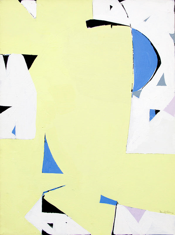 Beatrice Mandelman (1912-1998) artwork for sale. Yellow Sun (Abstract in Yellow, Blue, White & Black), Painting, circa 1975, Denver, Colorado, Art Gallery)