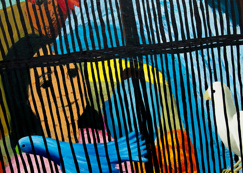 Birdcage (People and Birds Inside Cage), Painting, 1957