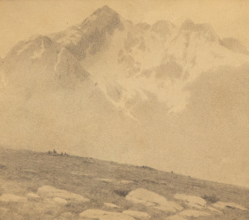 Charles Partridge Adams (1858-1942) artwork for sale. Untitled (Snow Capped Mountain and Tundra Landscape), Drawing, circa 1910, Denver, Colorado, Art Gallery)