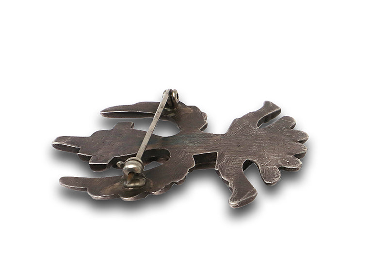 Silver Knifewing Pin with Turquoise Channel Inlay