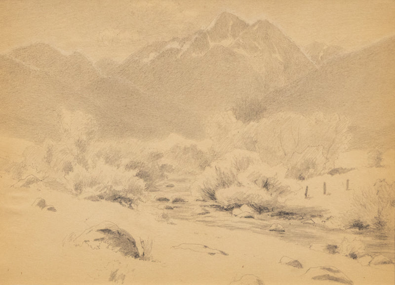 Charles Partridge Adams (1858-1942) artwork for sale. Untitled (Longs Peak area with Creek Bed), Drawing, circa 1910, Denver, Colorado, Art Gallery)