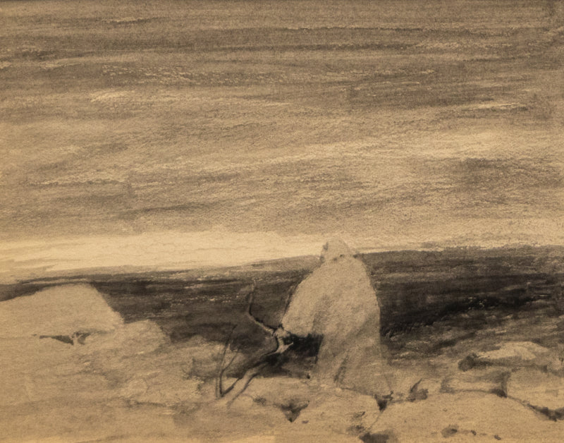 Charles Partridge Adams (1858-1942) artwork for sale. Untitled (Figure atop Cliff), Drawing, circa 1910, Denver, Colorado, Art Gallery)