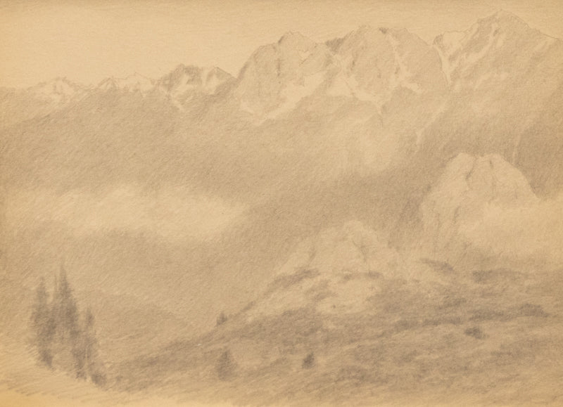 Charles Partridge Adams (1858-1942) artwork for sale. Untitled (Mountainside in the Swiss or Italian Alps), Drawing, circa 1910, Denver, Colorado, Art Gallery)