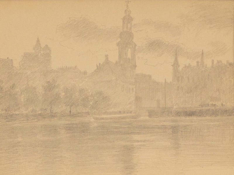 Charles Partridge Adams (1858-1942) artwork for sale. Untitled (Church on Lake, Como), Drawing, circa 1910, Denver, Colorado, Art Gallery)