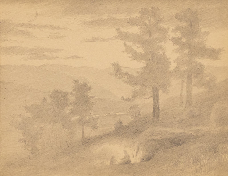 Charles Partridge Adams (1858-1942) artwork for sale. Untitled (Men by Campfire), Drawing, circa 1910, Denver, Colorado, Art Gallery)