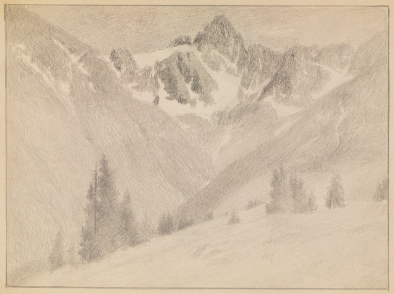 Charles Partridge Adams (1858-1942) artwork for sale. Untitled (Colorado Mountain Peak with Pine Trees), Drawing, circa 1910, Denver, Colorado, Art Gallery)