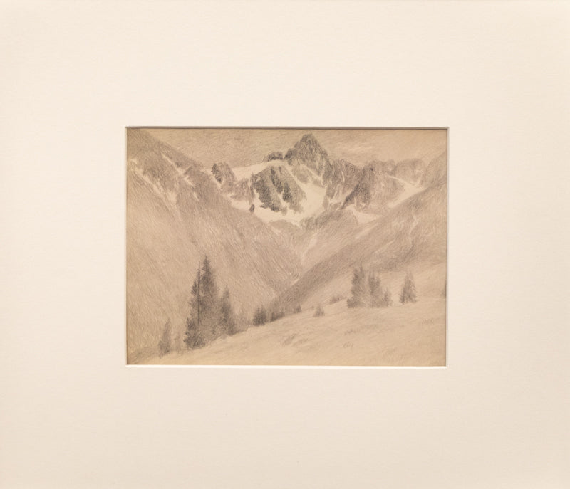 Untitled (Colorado Mountain Peak with Pine Trees), Drawing, circa 1910