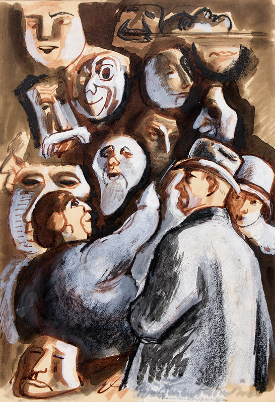 Boardman Robinson (1876-1952) artwork for sale. The Vendor of Masques, Painting, circa 1930, Denver, Colorado, Art Gallery)