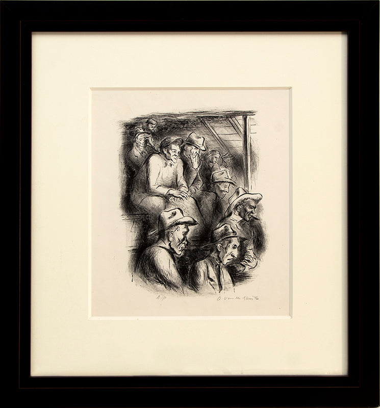 Cattle Auction (Men Observing a Livestock Auction), Print, 1946