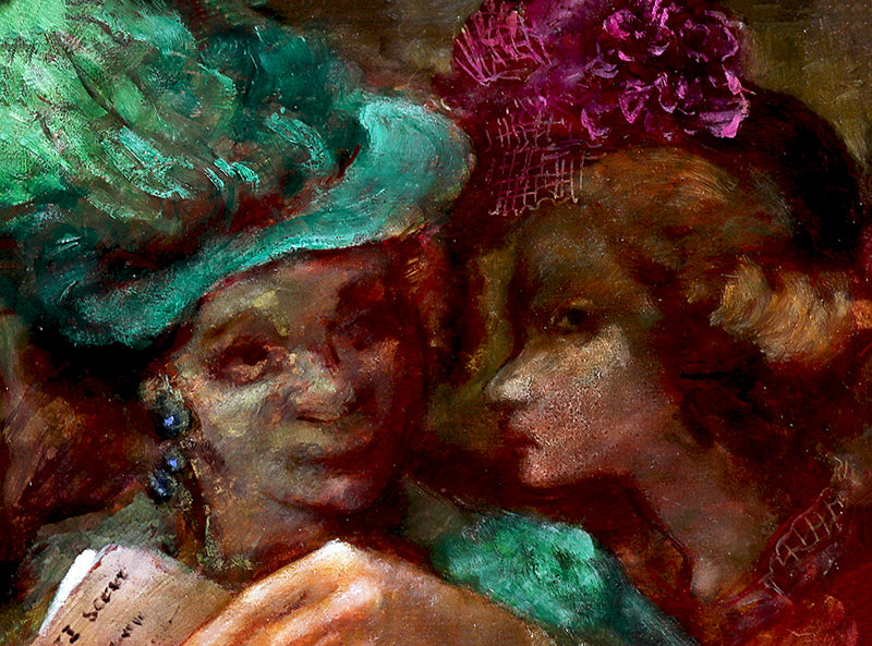 Lewis Tilley (1921-2005) artwork for sale. Opera Matinee (Two Women Whispering), Painting, 1948, Denver, Colorado, Art Gallery)